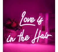 Horseneon Love is in the Hair Panneau lumineux néon avec lettres roses à intensité variable connexion USB pour mur chambre à coucher mariage salon de beauté salon de coiffure