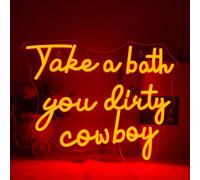 Horseneon Take a Bath You Dirty Cowboy Neon Light Sign Red Letter Neon Lights Neon Sign for Wall Decoration Neon Lights with USB Powered for Bedroom Washroom Bathing Center Beach