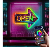 HorseneonEnseigne Néon Ouverte, Enseigne Led Couleur Miroir Enseigne Neon à Intensité Variable Enseigne Lumineuse Ouverte Lettrage Pour La DéCoration Des Magasins Pour La DéCoration Des Bars