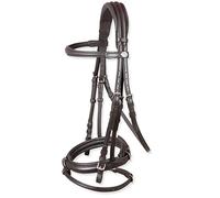 Horses, Bridon d’Équitation Bombé, Modèle Arezzo Comfort, en Cuir Souple avec Muserolle et Têtière Rembourrées, Marron Full
