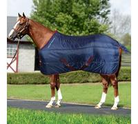 Horses, Couverture de Box Essential 250gr, Couverture de Bonne Facture, Utile pour Protéger Le Cheval des Variations de Température (145 cm, Bleu/Bordeaux)