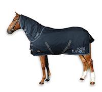 Horses, Couverture d'Écurie pour Cheval Turnout 400 g, Imperméable, avec Couvre-cou Amovible, Résistant, avec Sangles Croisées, 145 cm