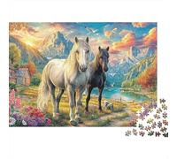 Horses in Landscape Puzzle 1000 Pièces Educa Jouet en Bois Divertissement Créatif De l'art De La Décoration Two Unicorns Jeu Éducatif Challenge Toy Adultes & Enfants des 14 Ans 38x26cm/1000pcs