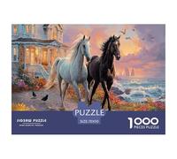 Horses in Paris Puzzles 1000 Pièces Cadeau Unique Jeu Éducatif Challenge Toy À De Qualité Supérieure Peinture Art pour Adultes Et Enfants À Partir De 12 Ans 70x50cm/1000pcs