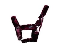 Horses, Licol en nylon doux Fluffi, avec revêtement en poil synthétique, pour chevaux sensibles, adapté aux voyages en remorque (Cob, Bordeaux)