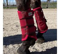 Horses Lot de 4 patins en maille Bordeaux Full, ensemble de protections d'équitation pour cheval, doux et résistant, protection maximale contre les traumatismes et les torchons