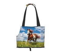 Horses of The Prairie Sac à bandoulière imprimé pour animaux de compagnie, convient pour les petits chiens et chats, sac de courses et de voyage, sac double usage