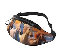 Horses On The Beach Sac banane - Grand sac banane tendance pour homme et femme - Poches zippées sécurisées réglables pour voyage, fête, sport, course à pied, randonnée, usage quotidien, 3D, Taille