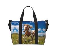 Horses on the Prairie Sac de voyage à bandoulière pour femme, sac à main décontracté avec fermeture éclair, convient pour le travail, les voyages, le fitness, les voyages