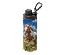 Horses on the Prairie Thermos de sport en acier inoxydable de 532 ml, convient pour les hommes et les femmes, conservation efficace de la chaleur, facile à transporter