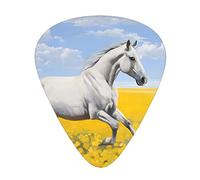 Horses Running Art Lot de 12 médiators de guitare personnalisés dans une boîte, le médiator rend le son de guitare clair, ukulélé, guitare électrique, guitare acoustique, basse (0,46 mm, 0,71 mm, 0,96
