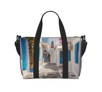 Horses Sac de voyage à bandoulière résistant à l'eau, grand bagage à main avec sangle réglable, multi-compartiments pour la gym, les voyages, l'extérieur, Grèce Street, Taille unique