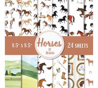 Horses Scrapbook Paper Pad - 8.5 x 8.5 in - 24 Double-Sided Patterned Sheets - Decorative Craft Paper for Card Making, Journaling, Planners, Origami, Decoupage, and Scrapbooking