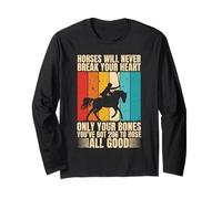 Horses Will Never Break Horse Lover Funny Rodeo Men Manche Longue