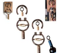 Horseshoe Wine Opener, Wall Mounted Horseshoe Bottle Opener, Rustic Horseshoe Design Decor & Tool, Manual Wine Opener Gift for Home Bar Man Cave Wine Lovers (2Pcs)