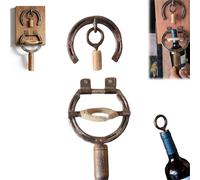 Horseshoe Wine Opener, Wall Mounted Horseshoe Bottle Opener, Rustic Horseshoe Design Decor & Tool, Manual Wine Opener Gift for Home Bar Man Cave Wine Lovers (1Pcs)