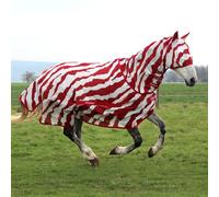 HorSeven Buzz-Off Zebra Avec Couvre-cou Fixe - Rouge/ Blanc - B-WARE