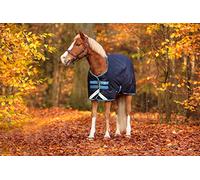 Horseware Irlande Amigo Bravo 12 Couverture de pâturage originale pour poney (250 g moyenne) Taille : 45 Couleur : bleu marine (turquoise/turquoise trim)
