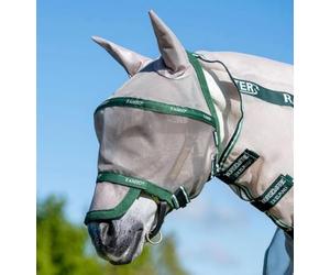 Horseware Rambo Fly Mask Plus Non Treated, Taille : Poney, Couleur : Oatmeal/Vert