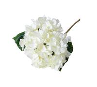 Hortensia artificiel avec feuilles vertes - Décoration de tige réaliste - Pour mariage, maison, bureau, centre de table, arrangement floral - Blanc