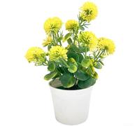 Hortensia artificiel en plastique pour mini bonsaï, décoration d'intérieur, pièce florale pour salon, chambre à coucher et espace créatif (jaune)