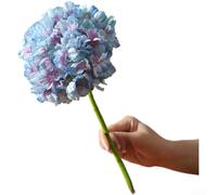 Hortensia artificiel en soie avec bord brûlé réaliste (bleu-rose) | Texture de bord brûlé réaliste, couleur naturelle, détails réalistes pour les pétales, parfait pour une visualisation de près