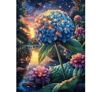 Hortensia bleu dans la forêt magique 1000 Pièces Puzzle Créatif En Carton Haute Qualité Scène de conte de fées dessin animé Difficulté Moyenne Activité Manuelle Loisir Créatif Cadeau Créatif Saint Val