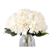 Hortensia Fake Flowers, 6pcs Fleurs artificielles de soie 18 pcs, Hortenses de soie fausse en soie avec tiges, fausses fleurs d'hortensia pour la table de table de table de table, blanc, blanc