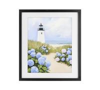 Hortensia Path to Lighthouse, 33 x 40,6 cm, impression encadrée sous verre | Stupell Industries · Par Sisi and Seb · Prêt à accrocher une fois déballé · Fabriqué aux États-Unis