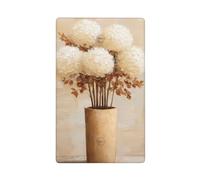 Hortensias blancs abstraits dans un pot beige à bascule simple plaque murale vierge couvercle d'interrupteur décoratif 1 gang pour cuisine salle de bain taille 11,4 x 7 cm