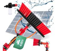 Hortensus Brosse Télescopique Toiture - Perche de Nettoyage avec Raccord d’Eau et Réservoir de Savon - Compatible Tuyau Universel pour Panneaux Solaires, Toits et Vérandas (4,6m)