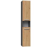 HORTI - Meuble salle de bain avec panier à linge - 31x30x174 cm - Colonne rangement SDB