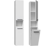 HORTI - Meuble salle de bain avec panier à linge - 31x30x174 cm - Colonne rangement SDB