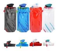 Horuili Sport bouteille d'eau pliable, 4 pièces bouteilles d'eau réutilisables, sacs à dos d'hydratation flexibles et pliables pour la randonnée, les aventures et les voyages, 700 ml