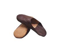 Horus Artesanía de Egipto Babouches chausson marocaines unisexe en cuir véritable Très confortables à porter à la maison, marron foncé, 39 EU