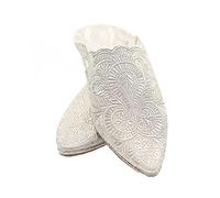 Horus Artesanía de Egipto Babouches traditionnelles marocaines pour mariage et fêtes fabriquées en cuir et cuir artisanalement au Maroc, argent, 39 EU