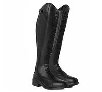 HORZE Bottes d'équitation hautes à lacets pour femme, noir, 39 EU