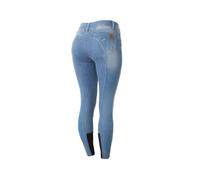 HORZE Femme, Pantalon d'équitation en Jean Kaia, Fond intégral Grip Silicone, Bleu, 38