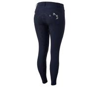 HORZE Pantalon d'équitation Fond intégral Kaitlin pour Femme avec déco Florale, Bleu, 36