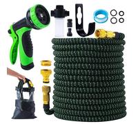 Hose de jardin flexible avec bouteille d'additif, pistolet haute pression pour hose de jardin avec 10 tuyères fonctionnelles, noyau de latex à 3 couches durable, tissu 3750D (30 m) (30 m)