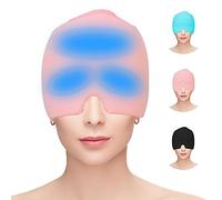 Hoseay Bonnet Anti Migraine Riutilizzabile Masque Céphalées Poche de Glace en Gel Bandeau Migraine Cold Therapy Relief Cap pour Yeux, Maux de Tête, Soulagement Tensions et Amélioration Sommeil, Rose