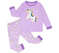 Hoseay Enfants Ensembles de Pyjama, Filles Licorne Manches Longues Coton Hauts et Bas Pyjamas, Doux 2 Pièce Vêtements de Nuit, Mignonne Animaux Vêtement de Loisirs pour Enfant 6-7 Ans, Voilet