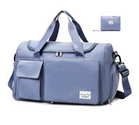 Hoseay Sac de Sport Homme Sac de Voyage avec Compartiment Chaussure et Poche Humide Sac Weekend Grande Capacité Impermeable Sac de Fitness Pliable Leger Gym Duffel Bag, Bleu