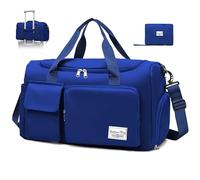 Hoseay Sac de Sport Homme Sac de Voyage avec Compartiment Chaussure et Poche Humide Sac Weekend Grande Capacité Impermeable Sac de Fitness Pliable Leger Gym Duffel Bag, Bleu