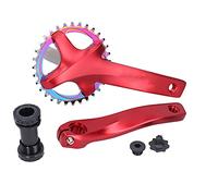 HOSEONFN Bike Crankset pour ZK-22 avec Bottom Bracket 34T Single Speed Crank Set Chainwheel Made of Aluminium Alloy Le mot-clé de base de ce titer "Bike Crankset" est (Rouge)