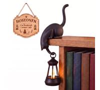 HOSEONFN Chat Lanterne Déco Étagère Crochet LED 3D Gris 1 Set | Veilleuse Suspendue Porte-clés Adaptée À Bibliothèque, Bord De Bureau, Porche Et Patio, Jolie Décoration Pour La Maison