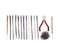 HOSEONFN Kit de tressage de cheveux, outils pour dreadlocks avec cordes de tressage en PET, longueur 1,2 m, 12 cordes d'enveloppement de cheveux, pinces, crochet, boucles