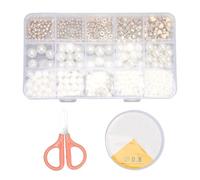 HOSEONFN Perles en Vrac pour la Fabrication de Bijoux, 720 pièces de Perles d'imitation en résine avec Corde élastique et Ciseaux, Kit de Bricolage pour Accessoires de Collier et