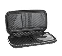HOSEONFN Portefeuille Portable avec Fermeture éclair, Sac de Visite en Fiber de Carbone, Pochette Porte-Cartes 21x11x3,5 cm (Noire)
