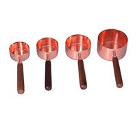 HoseOnfn, pour la cuisine, outil de cuisson, tasses et cuillères à mesure, 4pcs, poignée plaquée en cuivre, mesure précise, marquages faciles à lire, construction durable